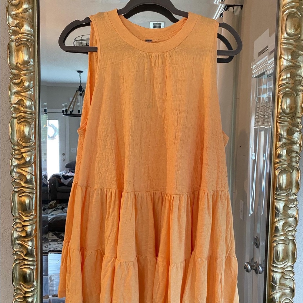 Free People Orange Tiered Tank Dress